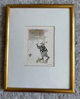 Aquarell gerahmt mit Clown und Tieren