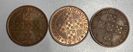 Portugal: 3 x 50 Centavos Münzen, Jahrgänge 1972 & 1979