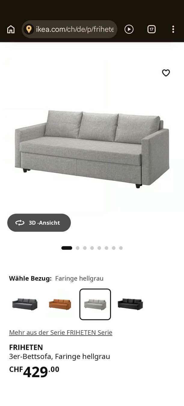 Ikea Divani: IKEA FRIHETEN Sofa (inkl. Matratze + Reinigung) – Usato da Frauenfeld venduto da nik_7vgt 5