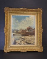 Antikes Ölgemälde Stadtansicht von 1883 - Signiert (MA222)