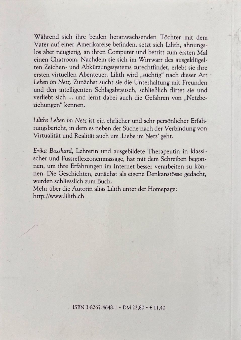 Libri: Bosshard Erika, Liliths Leben im Netz – Nuovo (secondo la descrizione) da Sarnen venduto da Livres 1