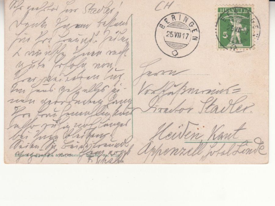 Cartoline postali: Schaffhausen Ritter 1917 – Usato da Bürglen TG venduto da StampGraf 1