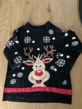 Weihnachtspullover schwarz Rentier Gr.M