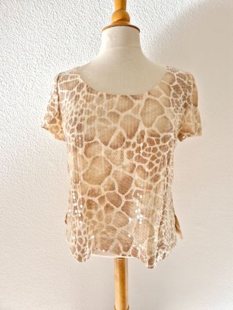 SHIRT BLUSE PAILETTEN ATELIER BLACHNIK 38 M BEIGE , TOP