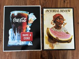 Metall Werbeschilder Coca Cola & Pictorial Review