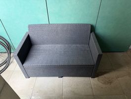 Garten Sofa Rattansitzbank dunkelgrau 2 Personen guter Zu...