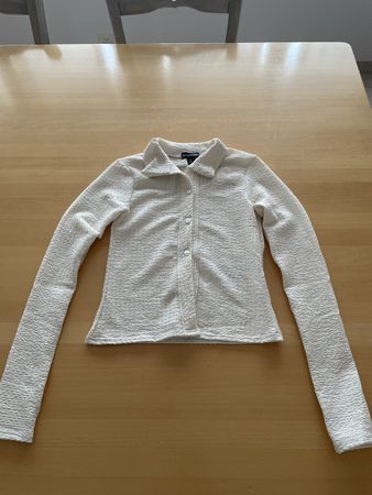 Blouse blanche texturée col chemise