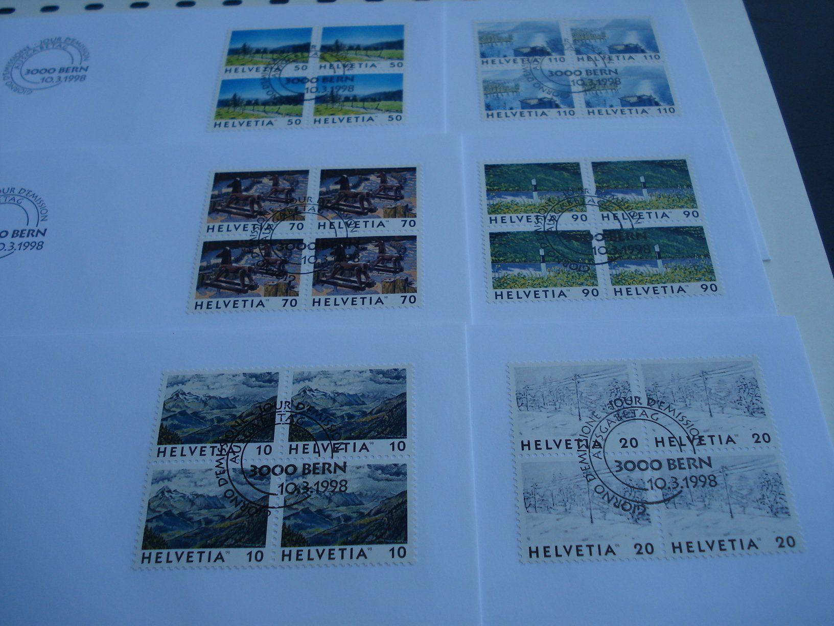 Tous les timbres: Dauermarke Gemälde, 1998, FDC Einzel + 4erblock, 7 Belege – D'occasion à Niederwil AG par morostahu