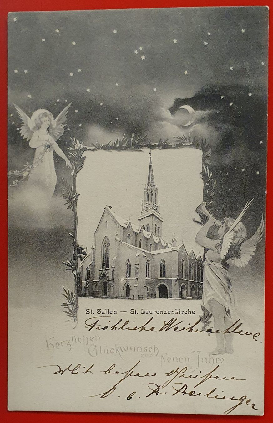 Cartoline postali: St.Gallen 1905 - St.Laurenzenkirche – Usato da Kreuzlingen venduto da Rschweiz1