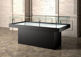 Glasvitrine Theke, LED, Schwarz (B.182cmxT.80cmxH.105cm)