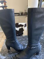 Damen Stiefel schwarz Leder