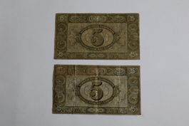 2 x 5 Franken Banknoten Typ Wilhelm Tell