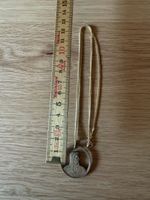 Collier Anhänger Medaille mit Kette vergoldet 6cm
