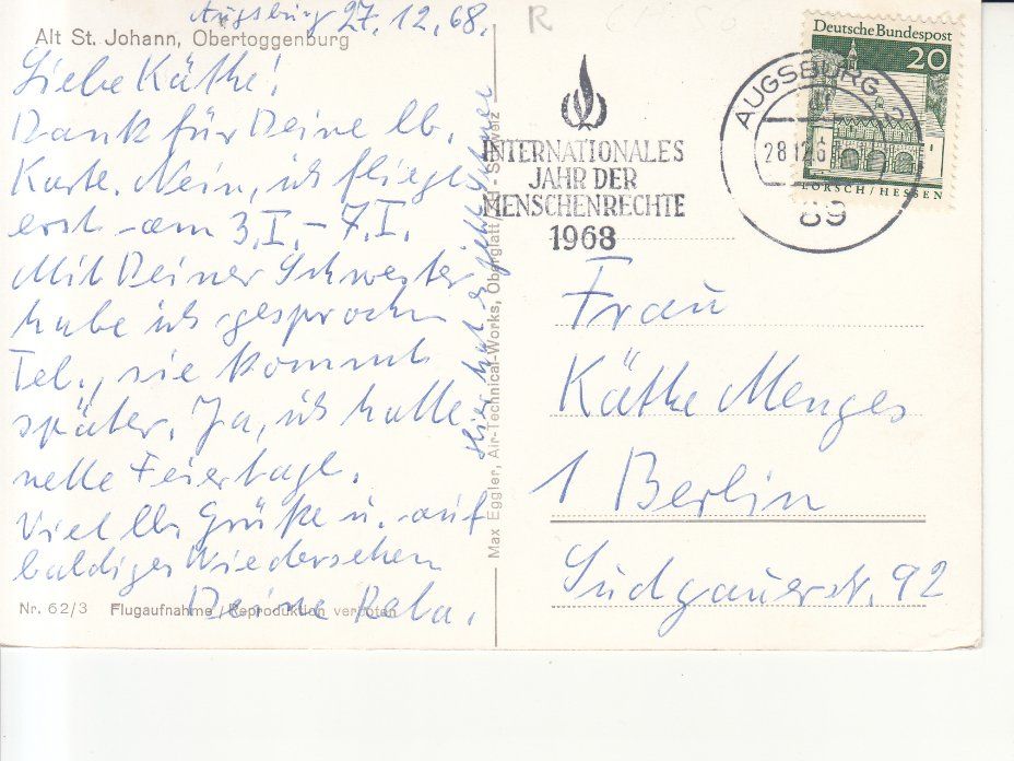 Cartoline postali: Alt St. Johann 1968 – Usato da Bürglen TG venduto da StampGraf 1
