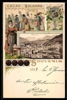 Lithographie Chur, Panorama, Reklame Cacao Suchard