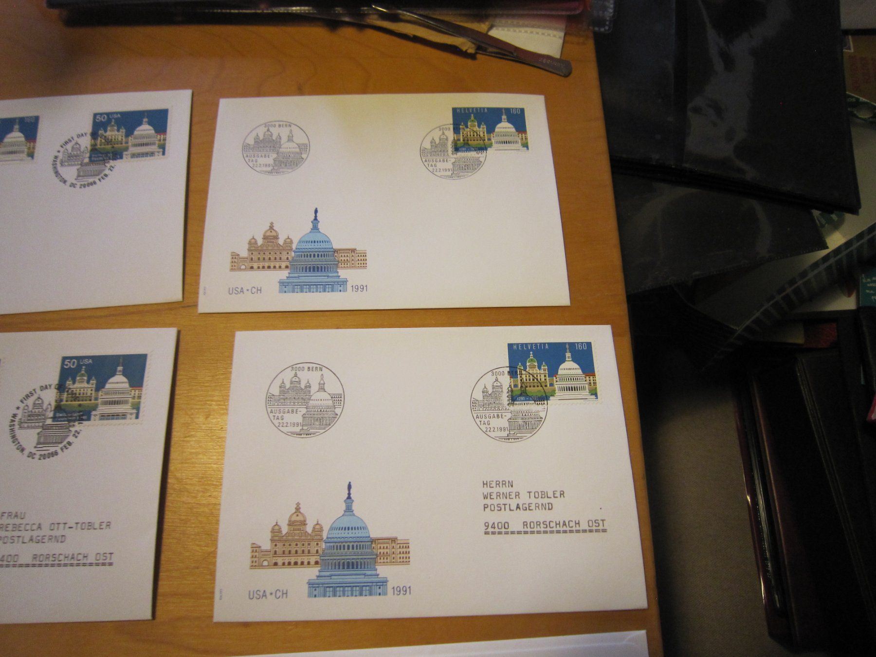 Tutti i francobolli: CH 1991 FDC schöne Marken USA CH – Usato da Gordola venduto da Polentaefung 2