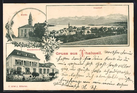 Cartoline postali: Thalweil, Ansicht vom Oberdorf, Kirche u – Usato da Berlin venduto da bartko-reher