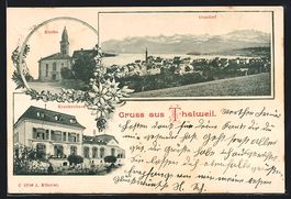 Thalweil, Ansicht vom Oberdorf, Kirche u