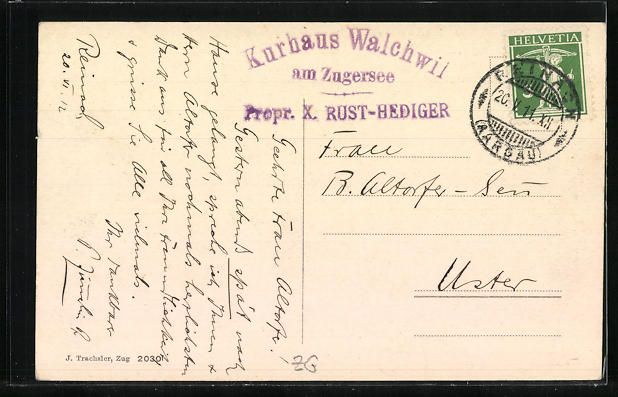 Cartoline postali: AK Walchwil, Kurhaus Rust, 1911 – Usato da Berlin venduto da bartko-reher 1