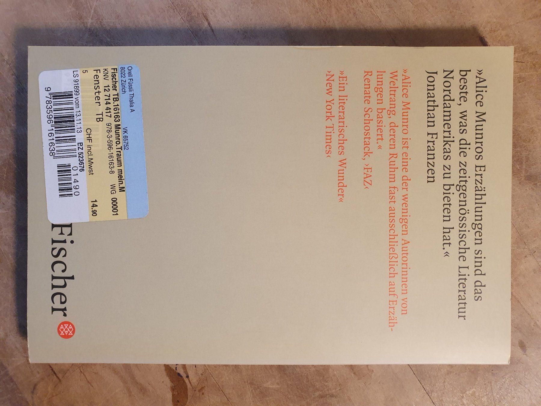 Libri: Der Traum meiner Mutter Alice Munro Fischer – Usato da Zürich venduto da loosebone 1