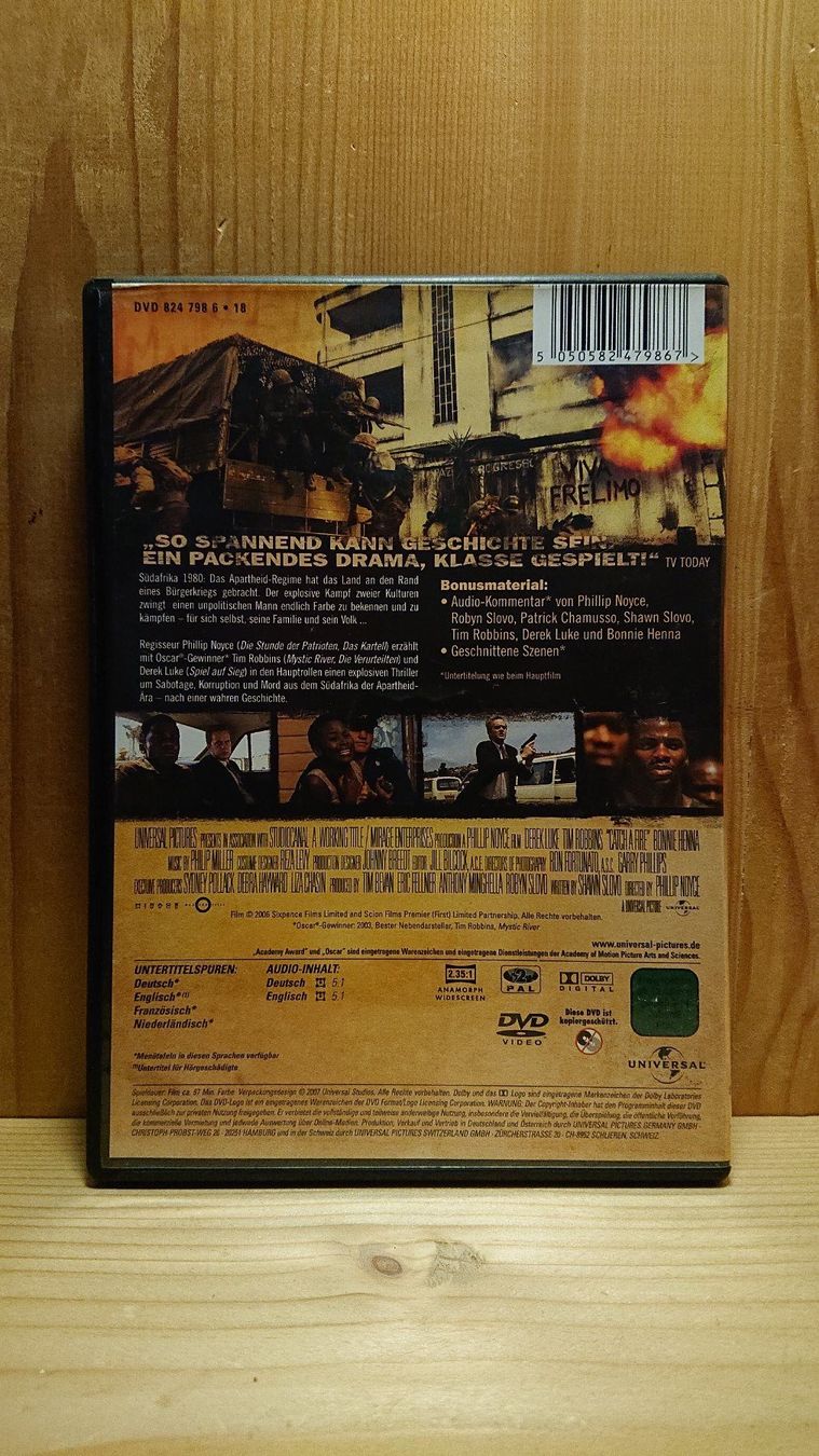 Tutti i DVDs: CATCH A FIRE DVD mit Tim Robbins – Usato da Wilderswil venduto da Exebub 1