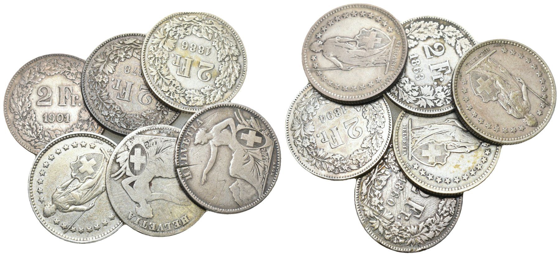 Alle Münzen: Schweiz 2 Franken Lot – Gebraucht aus Bern von numismatictops
