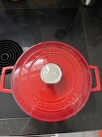 Red Lava Enamelled Cast Iron Casserole, 24cm Good Conditi