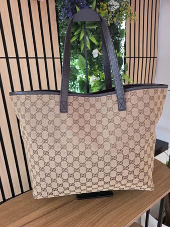 Schultertasche Gucci GG Leder Braun guter Zustand