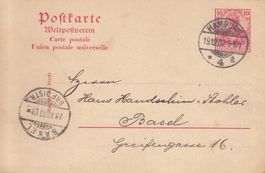DR Postkarte Hamburg - Basel 1902