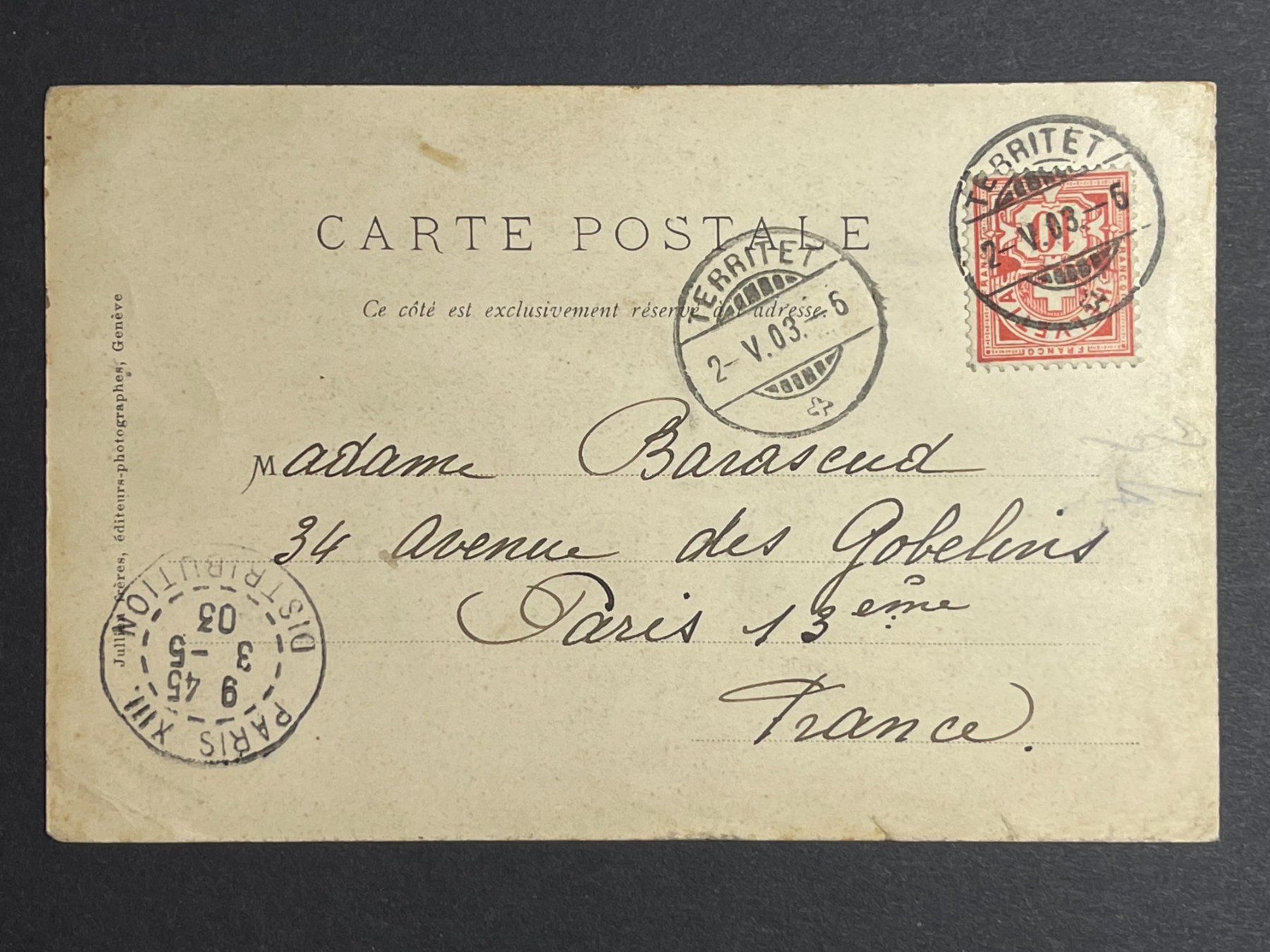 Ansichtskarten: Chemin de Fer de Territet Glion - 1903 – Gebraucht aus Steg VS von _vinci_ 1