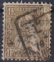 Sitzende Helvetia 1fr. gold, 36, Kastenstempel+++