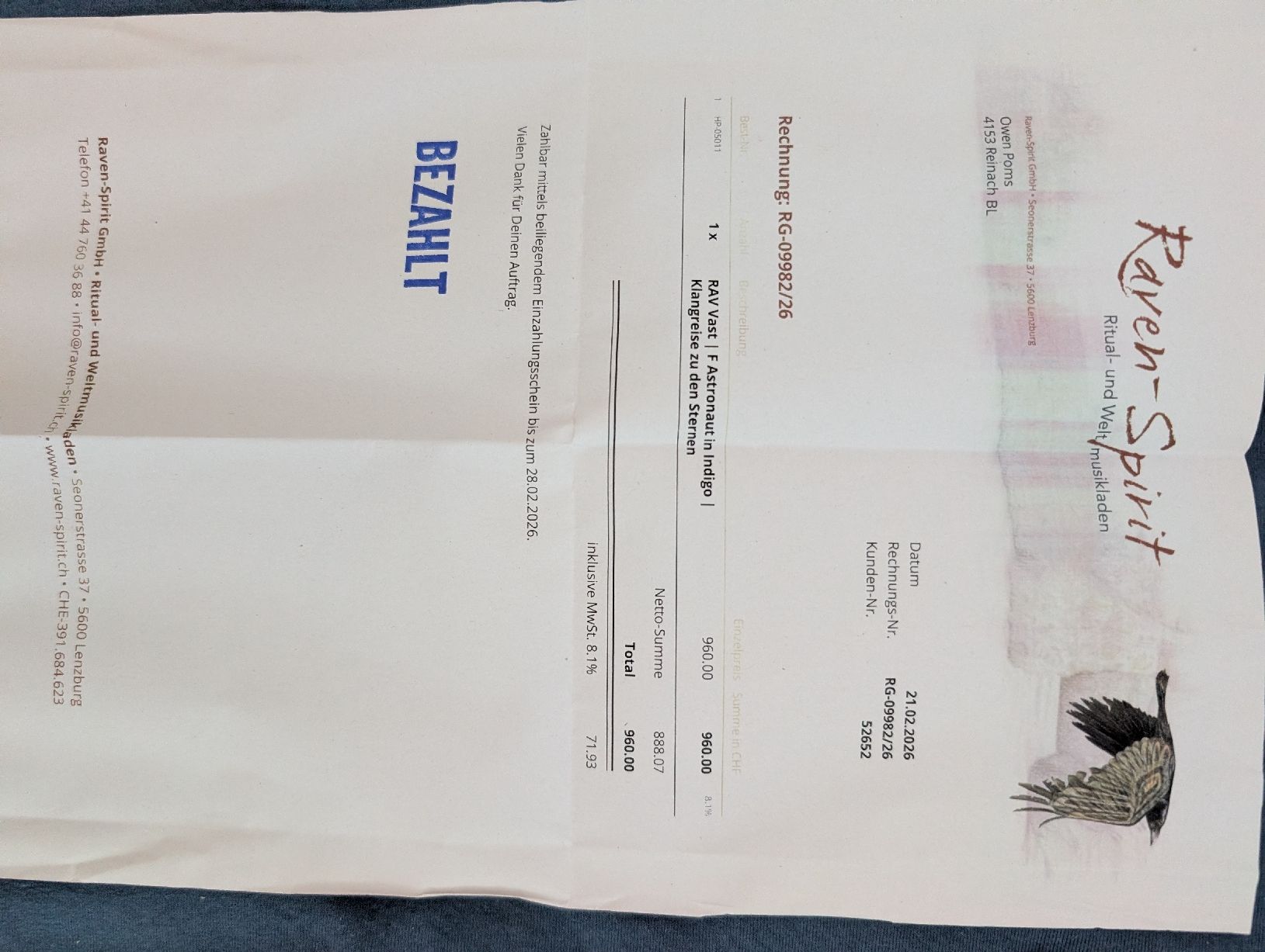 Strumenti musicali: Rav Vast F Astronaut – Usato da Reinach BL venduto da OwenPoms 1