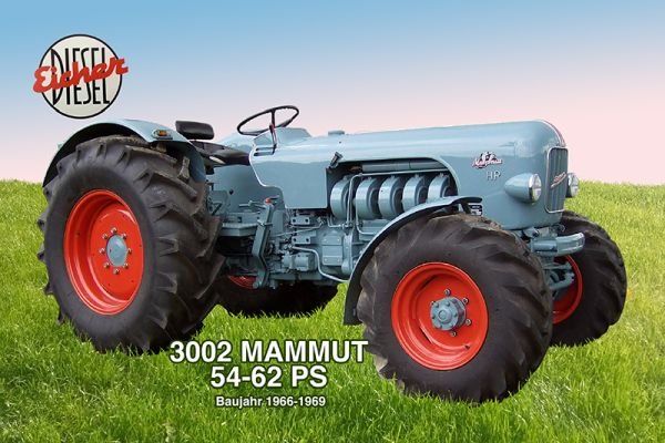 Insegne: Blechschild-TRAKTOR EICHER 3002 MAMMUT 54-62 PS-1966-1969 – Nuovo e nell'imballaggio originale da Rupperswil venduto da big-one-sale
