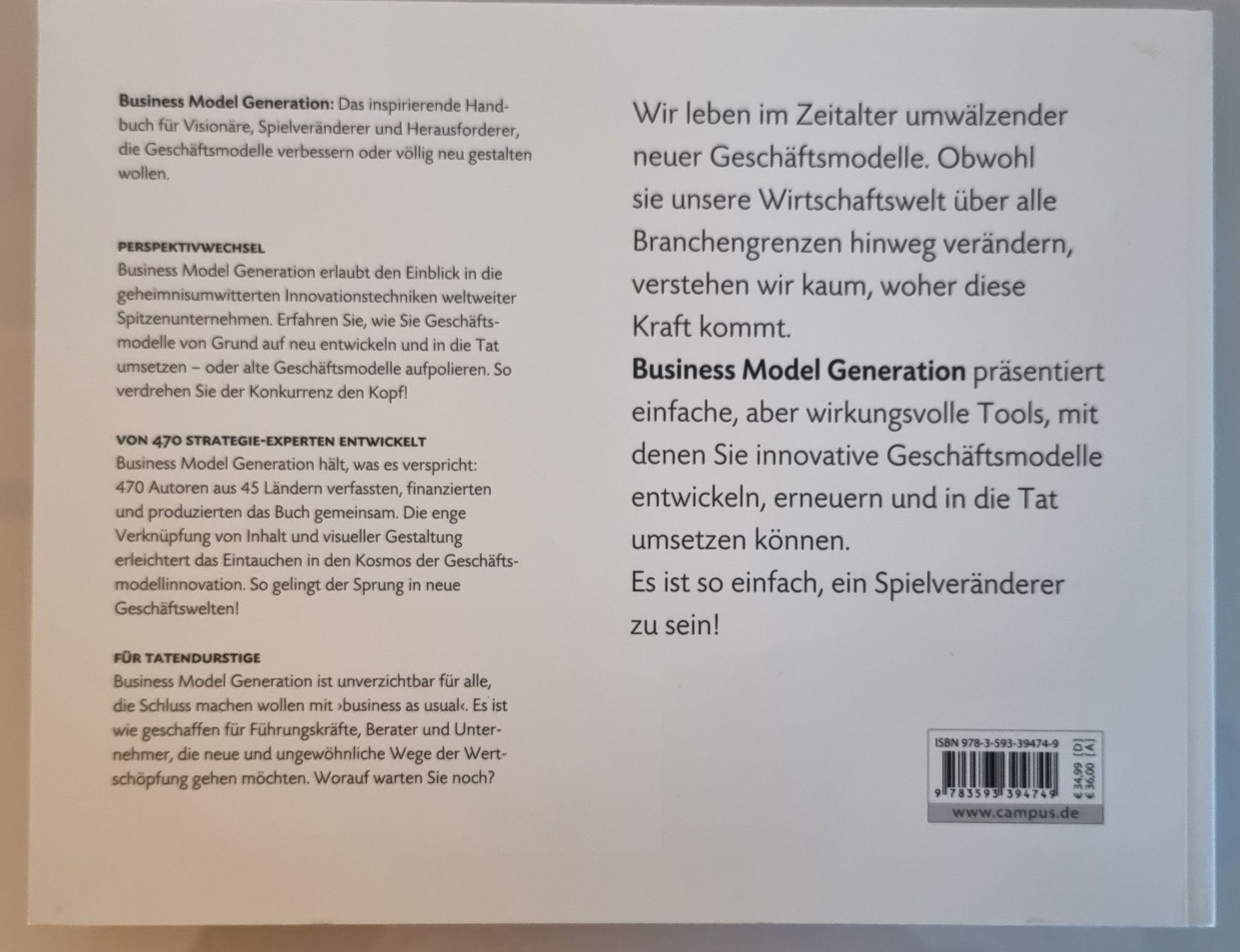 Bücher: Business Model Generation – Neu (gemäss Beschreibung) aus Gisikon von Steinbock1961 1