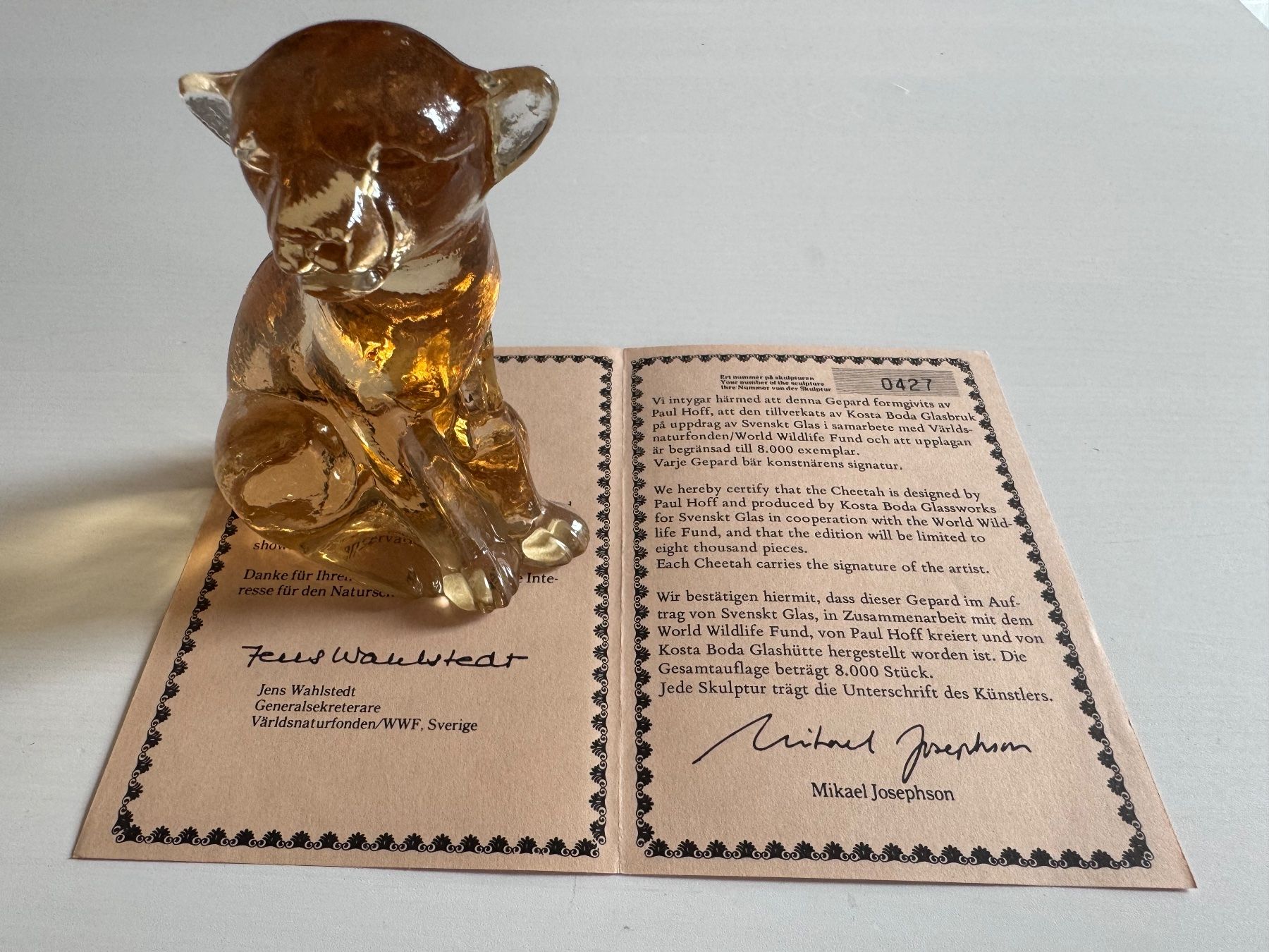 Kosta Boda Statuette: Gepard WWF Nr. 427 – Usato da golaten venduto da Hubas