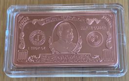 1 oz Kupferbarren 1000 Dollar Banknote USA Stephan Cleveland