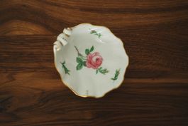 Meissen Schale Muschelform Rote Rose Goldrand 2.