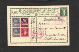 Bundesfeierkarte 1910 ( Zeppelinflug Bern-Basel ,gel.12.X.30