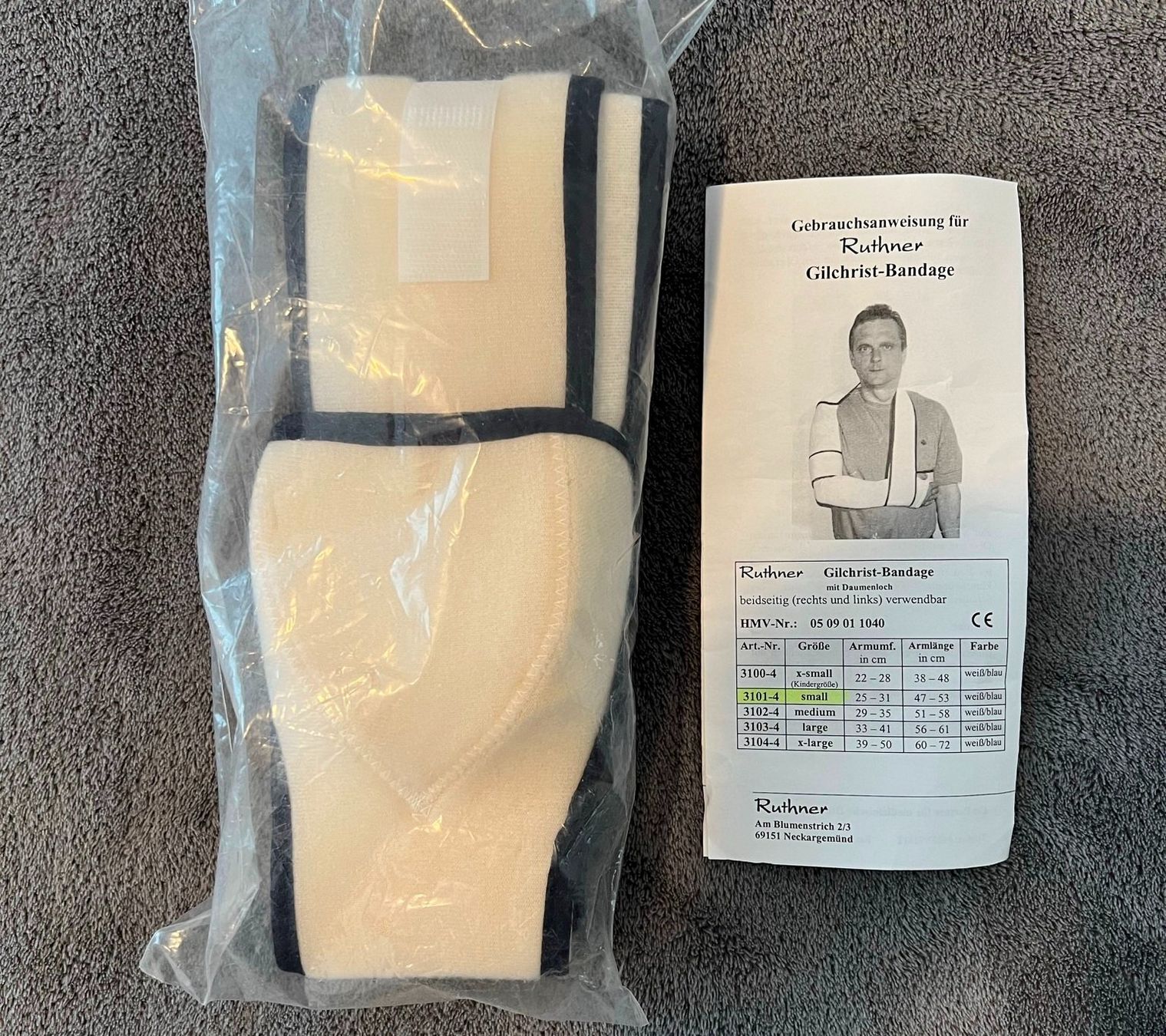 Attrezzature mediche: Ruthner  Gilchrist Bandage small l L oder R benutzbar – Nuovo e nell'imballaggio originale da Lodrino venduto da mediwell 2