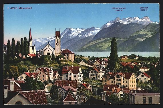 Cartes postales: AK Männedorf, Panorama mit Glärnisch – D'occasion à Berlin par bartko-reher