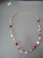 Modeschmuck - lange Halskette mit bunten Steinen