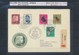 1953 Pro Juventute, Jahrgang, FDC - Couvert P2, R - Brief