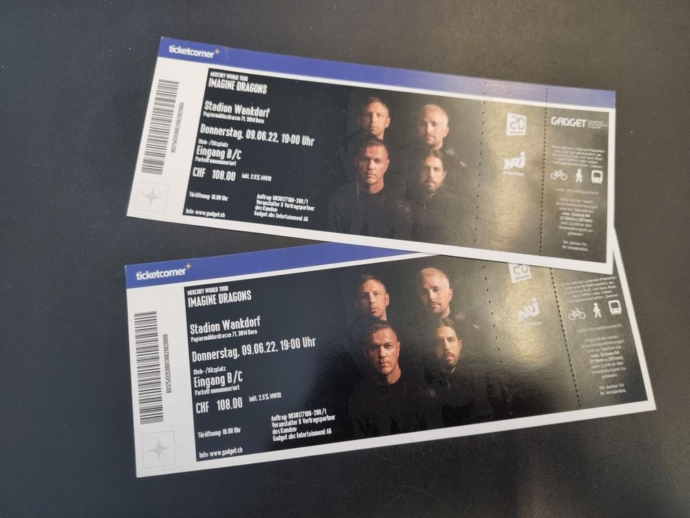 2x Tickets Imagine Dragons Kaufen auf Ricardo