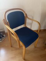 Stuhl blau Stoff Holzgestell guter Zustand