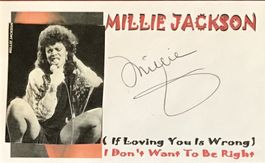 Millie Jackson R&B Autogramm signiert Karte mit Bild 8x13cm