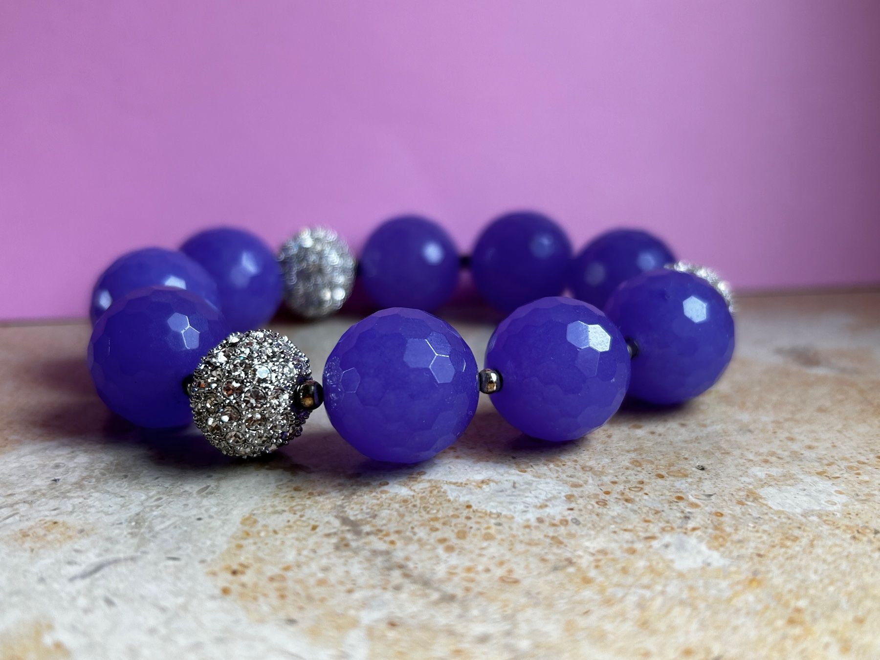 Bracciali & Braccialetti: violettes Steinarmband 20 cm lang DISCOFOX – Usato da Laufen venduto da Bellavitaboom 3