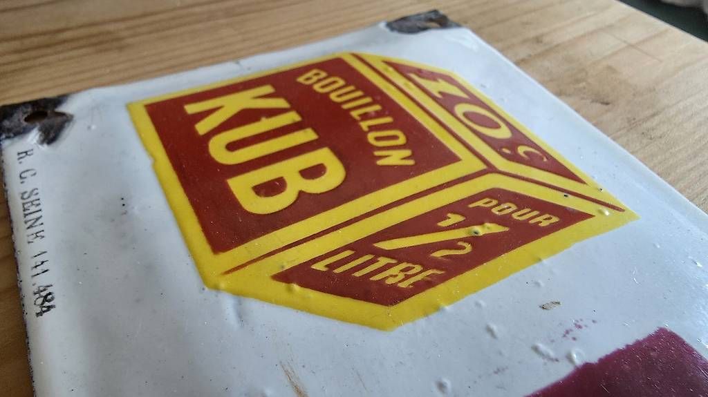 Schilder: Kub Emailschild Original – Gebraucht aus Ettingen von 1964erNachtzugfahrer 1