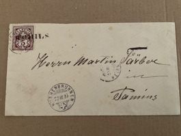 1885 Zunr. 60A Brief Stab Tomils - Tamins via Rothenbrunnen
