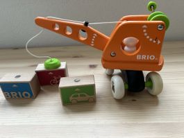 BRIO Wooden Crane and Blocks Toy Set Used