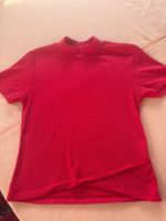 Geripptes Shirt mit Stehkragen, Gr. XS, Rot